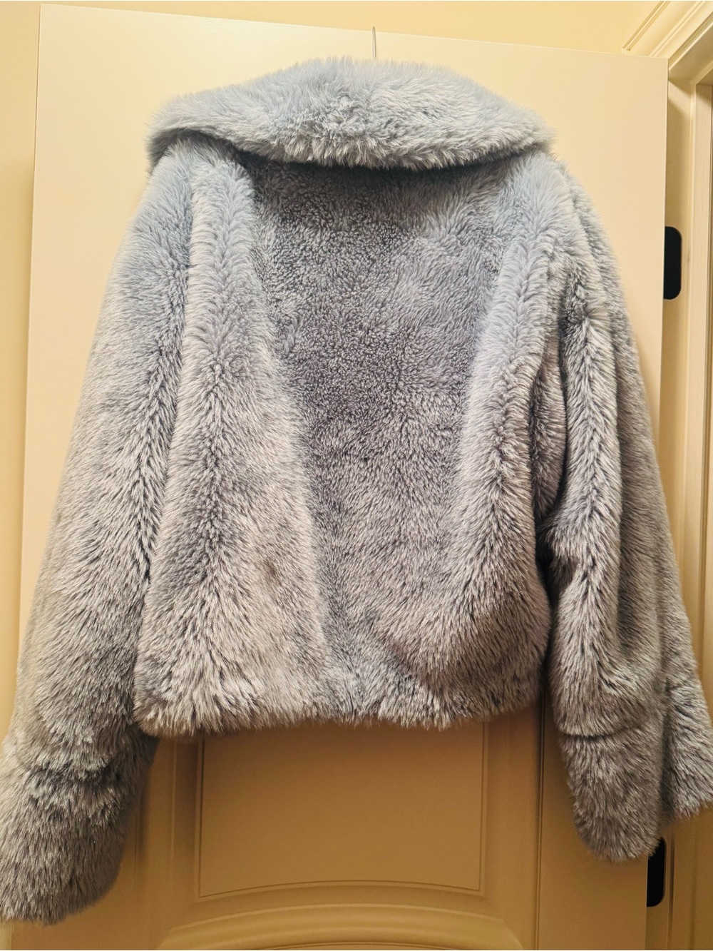 Plush Faux Fur Jacket in Baby Blue - Picture 2 of 5